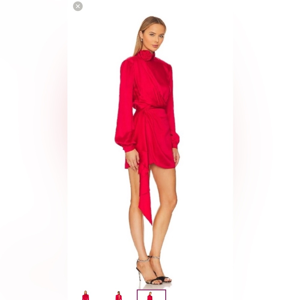 Ronny Kobo Collection Vibrant Red Long Sleeve Dress